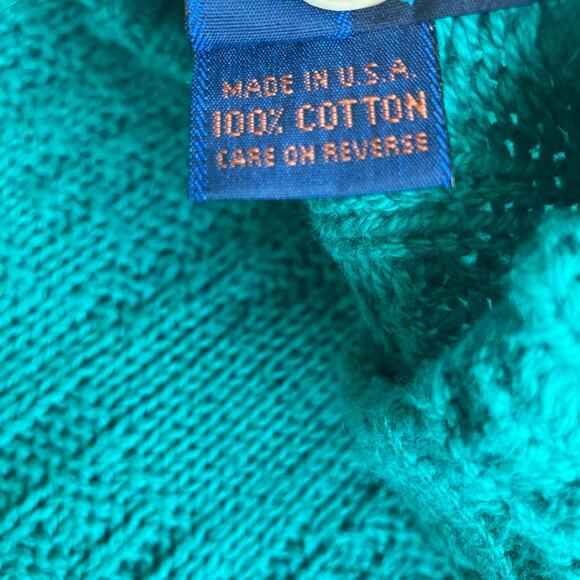 Vtg Lake Harmony USA Knit Sweater Sz M Textured Teal Southwestern Preppy - Picture 7 of 10